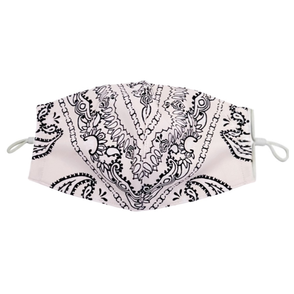 TORY BURCH • Black and White Bandana Style Face Mask Covering